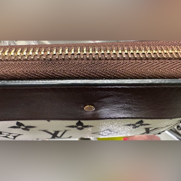 Rare Louis Vuitton Black/White/Brown Walnut Leather Monogram Gamma Zippy - Picture 14 of 16